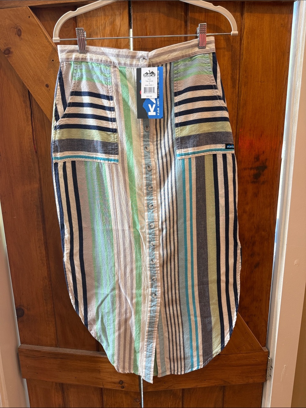 Kavu Vonn Tide Winds Striped Button-Front Skirt